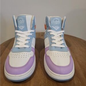 Women's High-Top Sneakers in Blue, Purple, and White